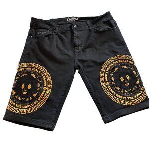 Civilized Black Shorts Mens Size 3 Money Makes‎ The World Go Round 159097 Bling
